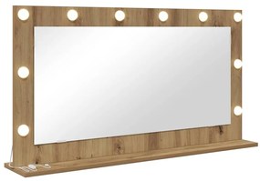 Espelho de Vanity Carvalho Artesanal Madeira e vidro 100 x 55 cm