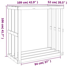 Suporte lenha exterior 109x52x106 cm pinho maciço castanho cera