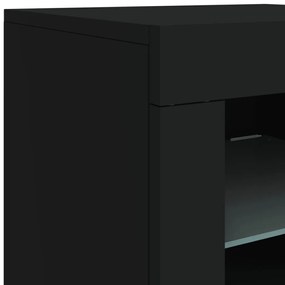 Aparador com luzes LED 162x37x67 cm preto