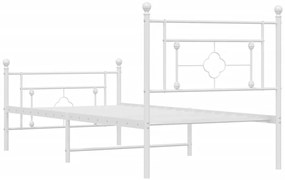 Estrutura de cama com cabeceira e pés 90x190 cm metal branco