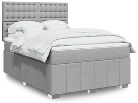 vidaXL Cama com molas/colchão 160x200 cm tecido cinzento-claro