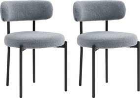 HOMCOM Conjunto de 2 Cadeiras de Sala de Jantar com Encosto em Tecido Pernas em Aço 51x51x76 cm Cinza | Aosom Portugal