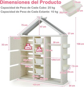 Guarda roupa para crianças, infantil 130 x 34 x 156 cm com caixa, prateleiras e cesto lateral Branco