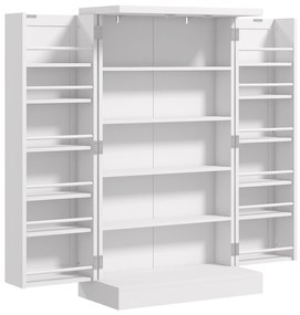 Armário de Cozinha Despensa Cozinha com 2 Portas 16 Prateleiras Aparador Moderno 60x30x104 cm Branco
