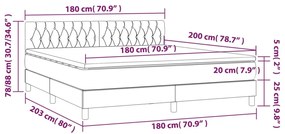 Cama box spring c/ colchão/LED 180x200 cm veludo verde-escuro