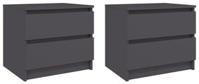 vidaXL Mesas de cabeceira 2 pcs 50x39x43,5 cm contraplacado cinzento