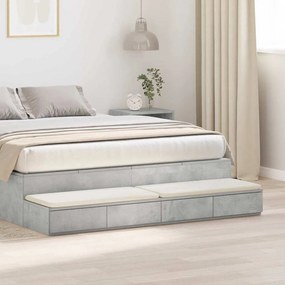 vidaXL Camas com Gavetas Cinza Concreto 150x36,5x16,5 cm Madeira Engenharia