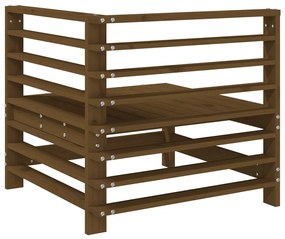 Sofás de canto p/ jardim 2pcs madeira pinho maciça castanho-mel