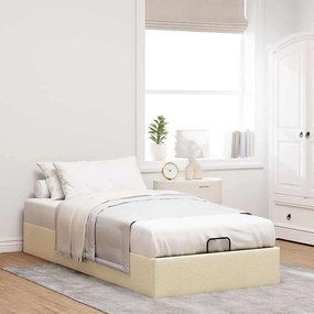 Estrutura de cama otomana sem colchão 90x200 cm tecido creme