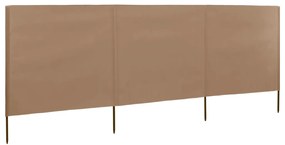 vidaXL Para-vento com 3 painéis tecido 400x120 cm cinzento-acastanhado