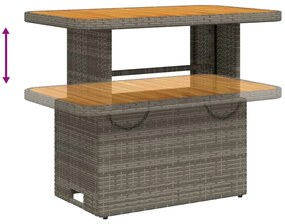 4 pcs conjunto de jantar p/ jardim c/ almofadões vime PE cinza