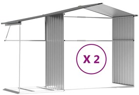 Abrigo de jardim 277x279x179 cm aço galvanizado cinzento