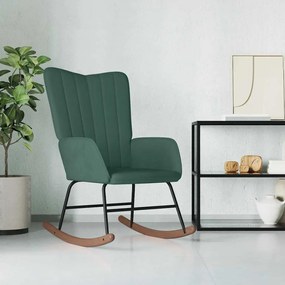 vidaXL Cadeira de baloiço veludo verde-escuro