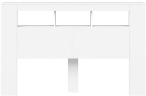 Cabeceira cama c/ LEDs 160x18,5x103,5 cm deriv. madeira branco