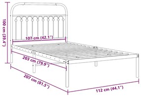 Estrutura de cama com cabeceira 107x203 cm metal preto