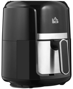 HOMCOM Fritadeira sem Óleo 4L Fritadeira de Ar Quente 1300W com 12 Programas Tela LED Tátil Temperatura Ajustável Temporizador e Cesta Antiaderente 34,2x25,6x31,8cm Preto