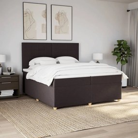 Cama com molas/colchão 200x200 cm tecido castanho-escuro