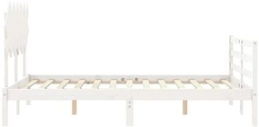 Estrutura de cama com cabeceira 120x200cm madeira maciça branco