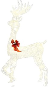 Conjunto de 3 renas de Natal iluminadas com laços vermelhos, 330 LEDs brancos quentes, decorações douradas