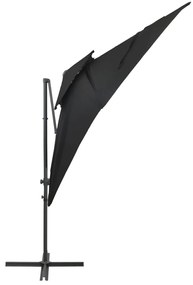 Guarda-sol de jardim cantilever c/ toldo duplo 250x250 cm preto
