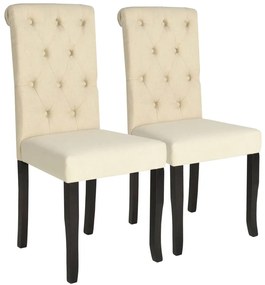 vidaXL Cadeiras de jantar 2 pcs tecido cor creme