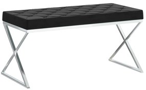 Banco 97 cm aço inoxidável e veludo preto