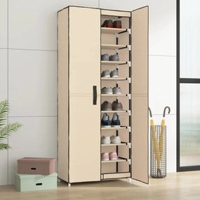 337260 vidaXL Sapateira 60x30x166 cm tecido cor creme