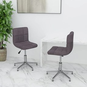 vidaXL Cadeiras de jantar giratórias 2 pcs tecido cinzento-acastanhado