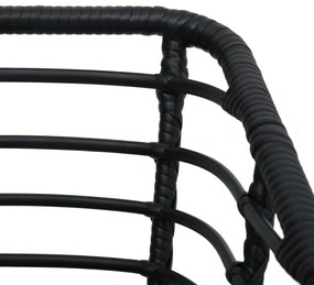 Cadeiras de jardim com almofadões 2 pcs vime PE preto