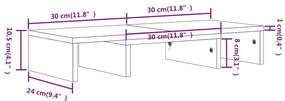 Suporte para monitor 60x24x10,5cm madeira de pinho maciça cinza