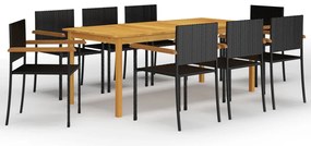 vidaXL 9 pcs conjunto de jantar para jardim preto