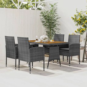 vidaXL 5 pcs conjunto de jantar para exterior vime PE cinzento