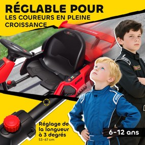 Kart Elétrico 24V para Crianças 6-10 anos, 120 x 76 x 53,5 cm, Motor Duplo de 150 W, Vermelho