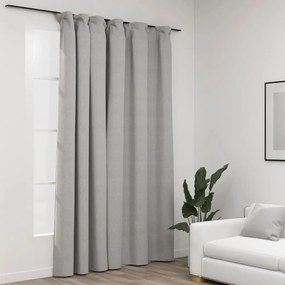 321175 vidaXL Cortinas opacas aspeto linho com ganchos 290x245 cm cinzento