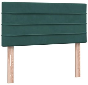 Cama com molas/colchão verde-escuro 80x210 cm veludo