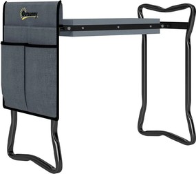 Banco de Jardim apoio joelhos Dobrável com Almofada de Espuma EVA Saco para Ferramentas 58x28x49 cm Cinzento