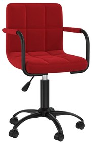 vidaXL Cadeira de jantar giratória veludo vermelho tinto