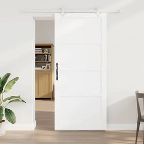 Porta Deslizante vidaXL com Conjunto de Ferragens Branca 93x211 cm Mad