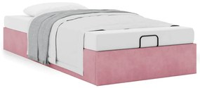 Ottoman Bed Frame No Colchão Rosa 90x190 cm Veludo