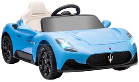 AIYAPLAY Carro Elétrico para Crianças com Licença Maserati MC20 com Bateria 12V Controlo Remoto Farois Buzina e Música 105x65,5x42 cm Azul