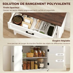 Aparador de sala  76 x 35 x 80 cm,, móvel de arrumação com 2 portas, gaveta e prateleira ajustável, branco