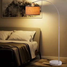 Candeeiro Pé em arco em linho 150-175 cm ajustável cinzento
