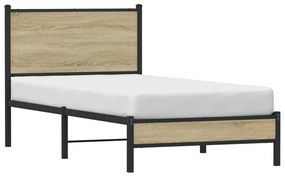 Estrutura de cama sem colchão 80x200 cm metal carvalho sonoma