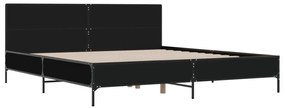 Estrutura de cama 200x200 cm derivados de madeira/metal preto