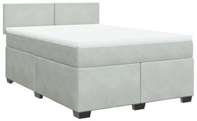 Cama com molas/colchão 140x200 cm veludo cinzento-claro