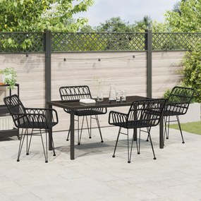 vidaXL Conjunto de Jantar de Jardim 5 Peças Preto Vime Poliéster