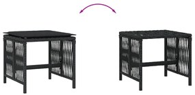 Bancos de jardim com almofadões 4 pcs 41x41x36 cm vime PE preto