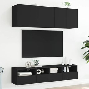 Móveis de parede p/ TV 2 pcs 40x30x30cm derivados madeira preto