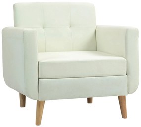 Poltrona Eira em Linho Creme - Madeira de Eucalipto e Borracha - 78x70