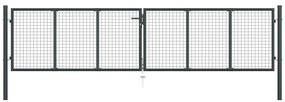 Portão de jardim em rede aço galvanizado 400x125 cm cinzento